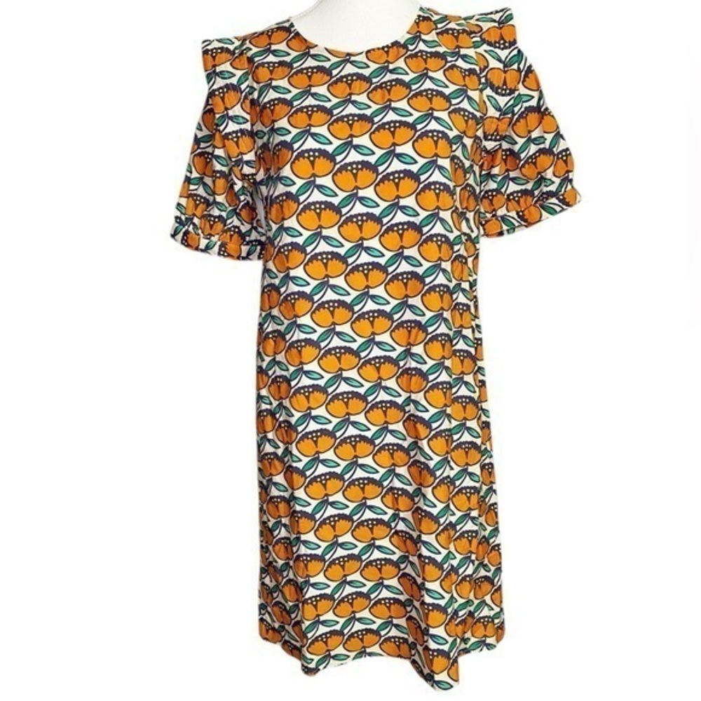 Compania Fantastica Colorful Peach Print Patterned Mini  Dress